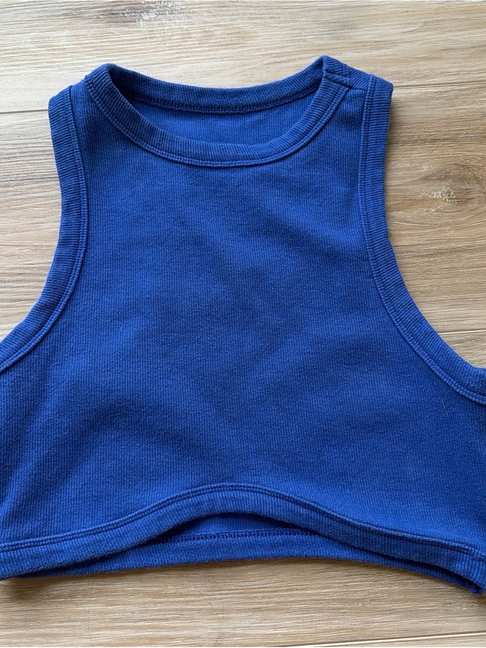 Amazon Blue Ribbed Cropped Tank